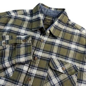 Jach's Heritage Mens Flannel Shirt XL Green Plaid Pockets Button Up Long Sleeve‎